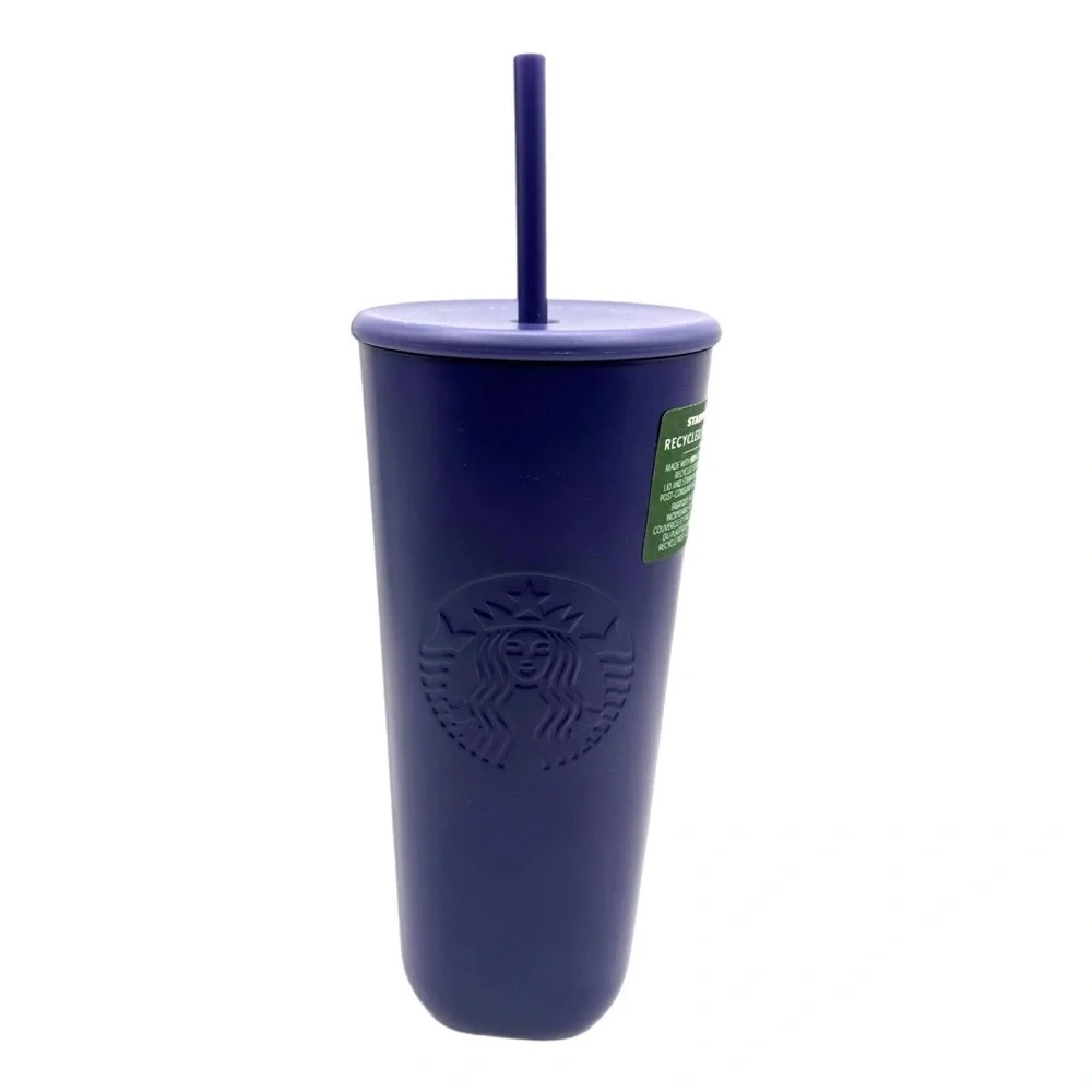 2025 Starbucks 24oz Purple Recycled Stainless Steel Triangle Tumbler with Straw - Picture 1 of 4